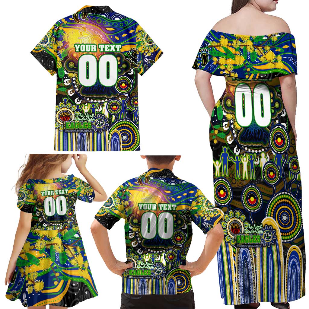 Personalised NAIDOC Week 2025 Eels Rugby Family Matching Off Shoulder Maxi Dress and Hawaiian Shirt Aboriginal Dot Painting