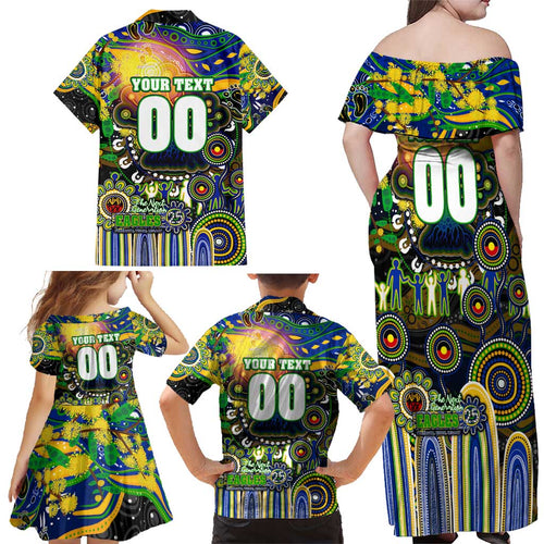 Personalised NAIDOC Week 2025 Eels Rugby Family Matching Off Shoulder Maxi Dress and Hawaiian Shirt Aboriginal Dot Painting