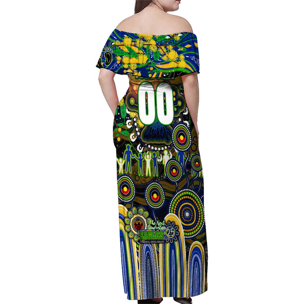 Personalised NAIDOC Week 2025 Eels Rugby Family Matching Off Shoulder Maxi Dress and Hawaiian Shirt Aboriginal Dot Painting