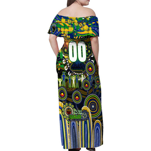 Personalised NAIDOC Week 2025 Eels Rugby Family Matching Off Shoulder Maxi Dress and Hawaiian Shirt Aboriginal Dot Painting