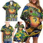 Personalised NAIDOC Week 2025 Eels Rugby Family Matching Off Shoulder Short Dress and Hawaiian Shirt Aboriginal Dot Painting