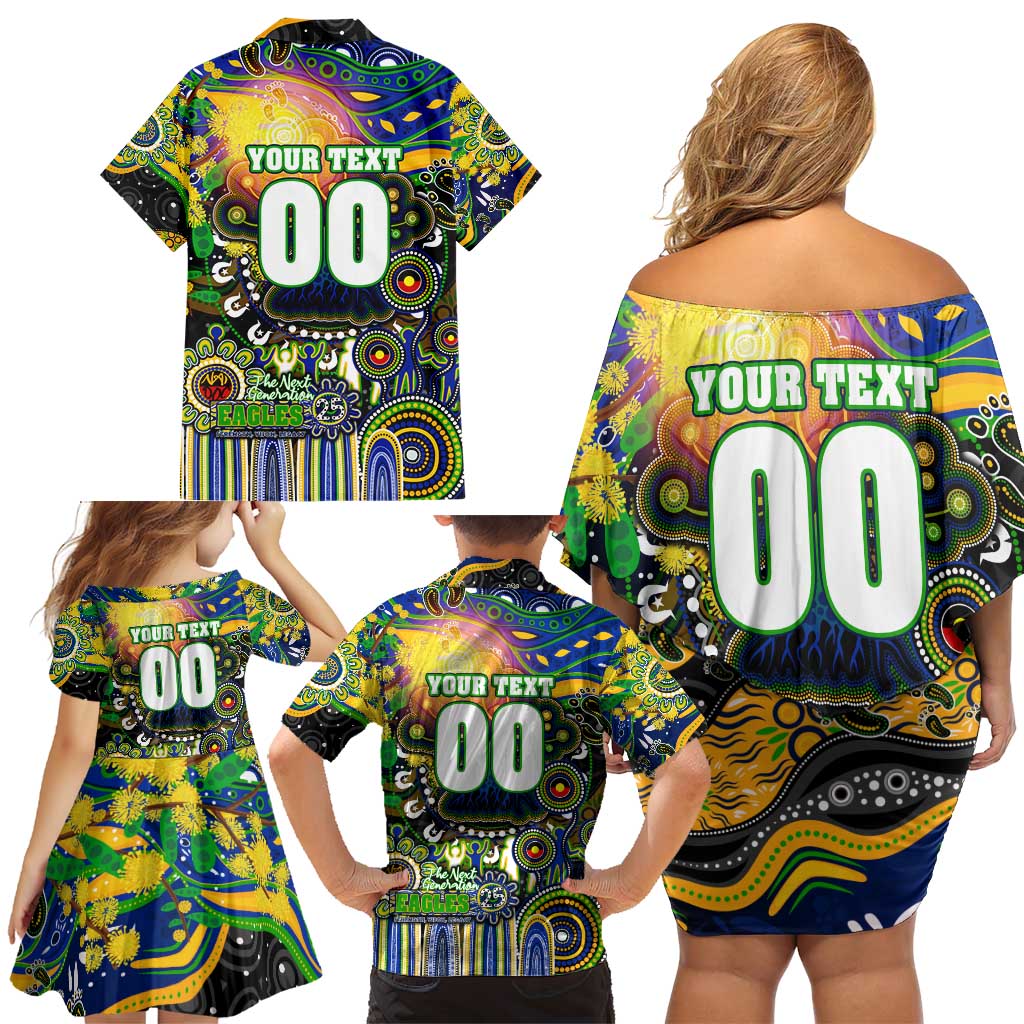 Personalised NAIDOC Week 2025 Eels Rugby Family Matching Off Shoulder Short Dress and Hawaiian Shirt Aboriginal Dot Painting