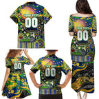 Personalised NAIDOC Week 2025 Eels Rugby Family Matching Puletasi and Hawaiian Shirt Aboriginal Dot Painting