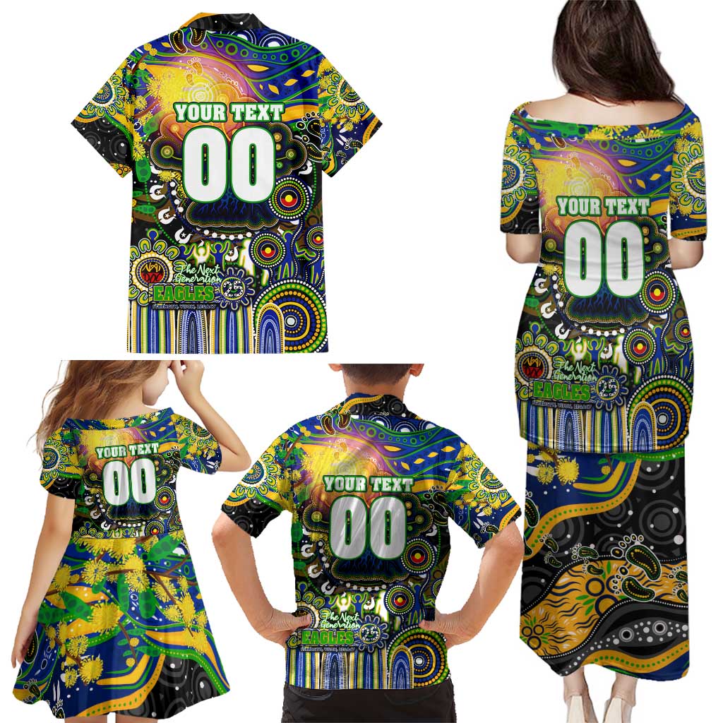Personalised NAIDOC Week 2025 Eels Rugby Family Matching Puletasi and Hawaiian Shirt Aboriginal Dot Painting