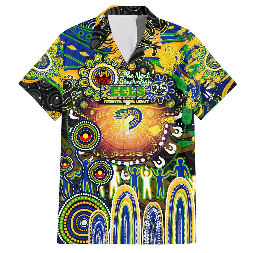 Personalised NAIDOC Week 2025 Eels Rugby Family Matching Puletasi and Hawaiian Shirt Aboriginal Dot Painting