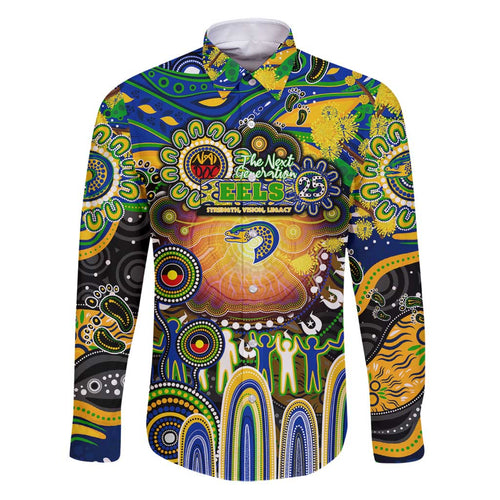Personalised NAIDOC Week 2025 Eels Rugby Family Matching Puletasi and Hawaiian Shirt Aboriginal Dot Painting