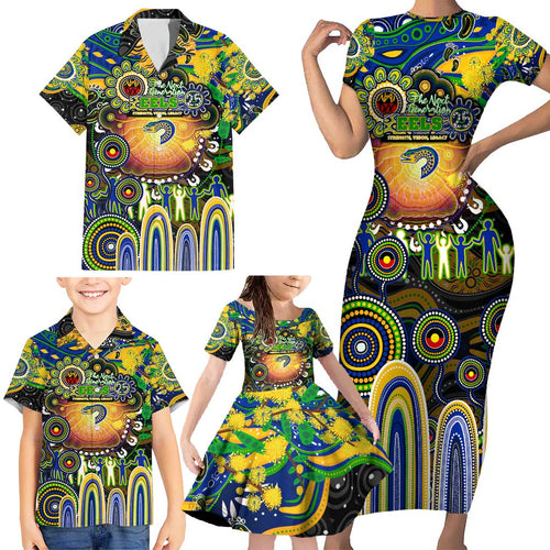 Personalised NAIDOC Week 2025 Eels Rugby Family Matching Short Sleeve Bodycon Dress and Hawaiian Shirt Aboriginal Dot Painting