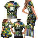 Personalised NAIDOC Week 2025 Eels Rugby Family Matching Short Sleeve Bodycon Dress and Hawaiian Shirt Aboriginal Dot Painting