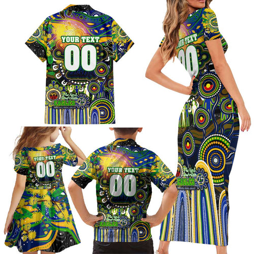 Personalised NAIDOC Week 2025 Eels Rugby Family Matching Short Sleeve Bodycon Dress and Hawaiian Shirt Aboriginal Dot Painting