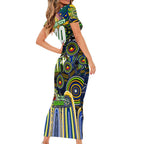 Personalised NAIDOC Week 2025 Eels Rugby Family Matching Short Sleeve Bodycon Dress and Hawaiian Shirt Aboriginal Dot Painting