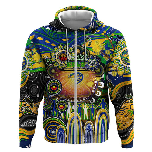 Personalised NAIDOC Week 2025 Eels Rugby Hoodie Aboriginal Dot Painting