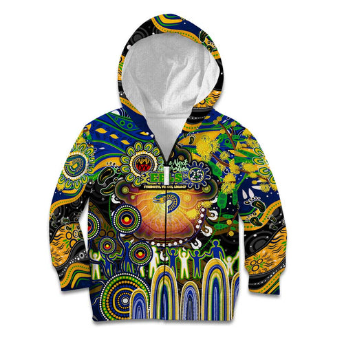 Personalised NAIDOC Week 2025 Eels Rugby Kid Hoodie Aboriginal Dot Painting