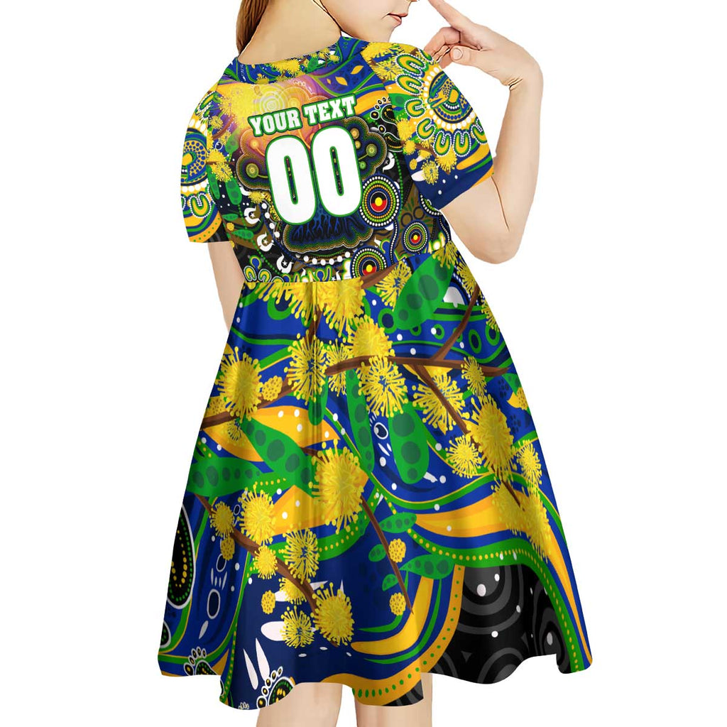Personalised NAIDOC Week 2025 Eels Rugby Kid Short Sleeve Dress Aboriginal Dot Painting
