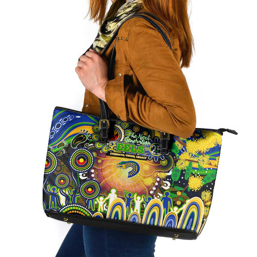 NAIDOC Week 2025 Eels Rugby Leather Tote Bag Aboriginal Dot Painting