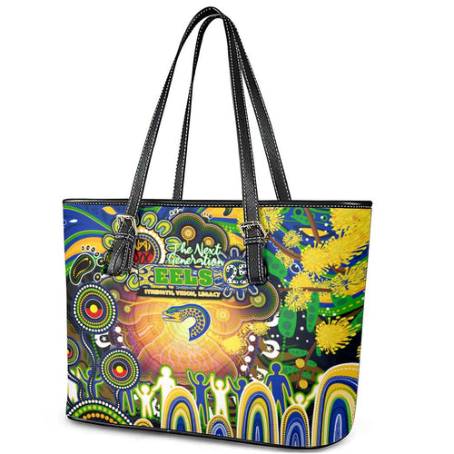 NAIDOC Week 2025 Eels Rugby Leather Tote Bag Aboriginal Dot Painting