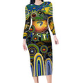 Personalised NAIDOC Week 2025 Eels Rugby Long Sleeve Bodycon Dress Aboriginal Dot Painting