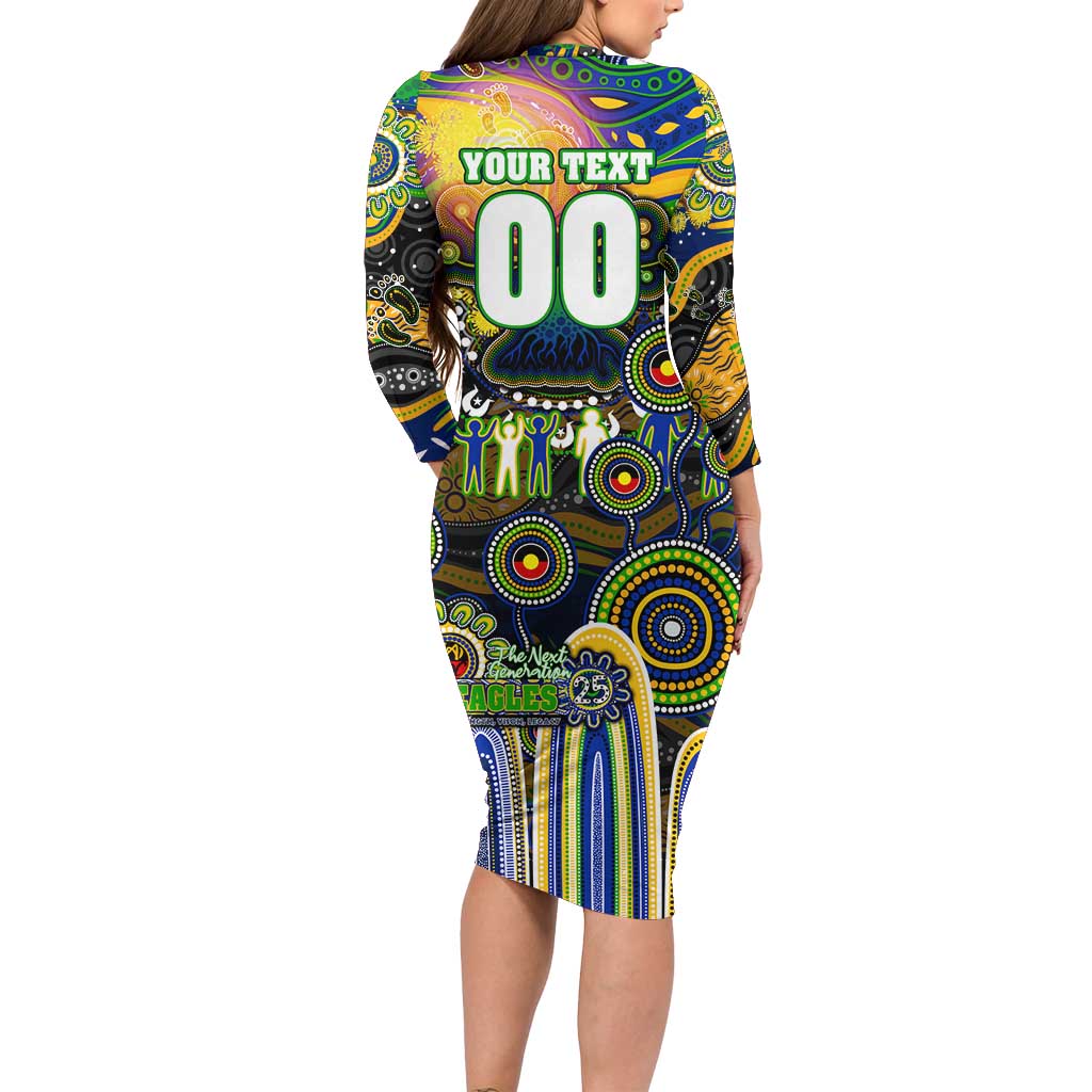 Personalised NAIDOC Week 2025 Eels Rugby Long Sleeve Bodycon Dress Aboriginal Dot Painting