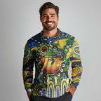 Personalised NAIDOC Week 2025 Eels Rugby Long Sleeve Polo Shirt Aboriginal Dot Painting