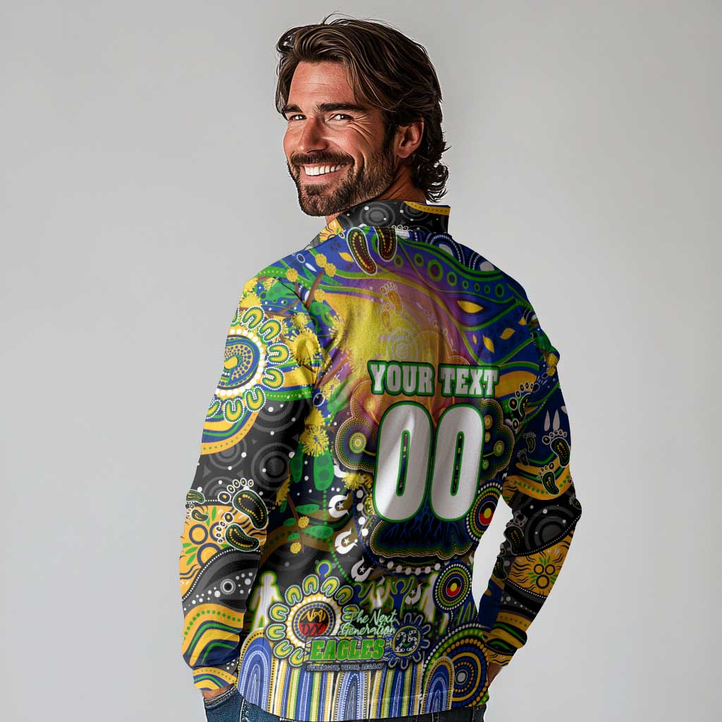 Personalised NAIDOC Week 2025 Eels Rugby Long Sleeve Polo Shirt Aboriginal Dot Painting