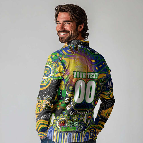 Personalised NAIDOC Week 2025 Eels Rugby Long Sleeve Polo Shirt Aboriginal Dot Painting