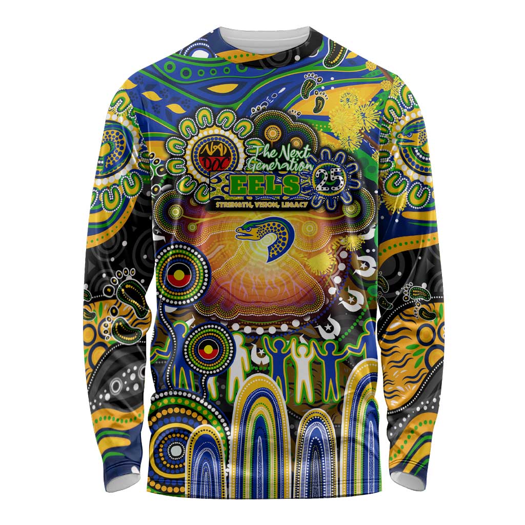 Personalised NAIDOC Week 2025 Eels Rugby Long Sleeve Shirt Aboriginal Dot Painting