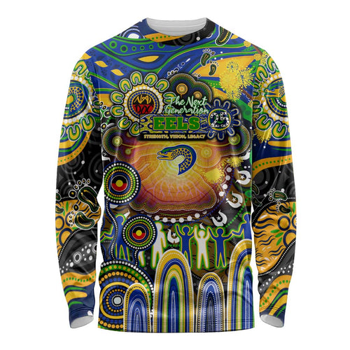 Personalised NAIDOC Week 2025 Eels Rugby Long Sleeve Shirt Aboriginal Dot Painting
