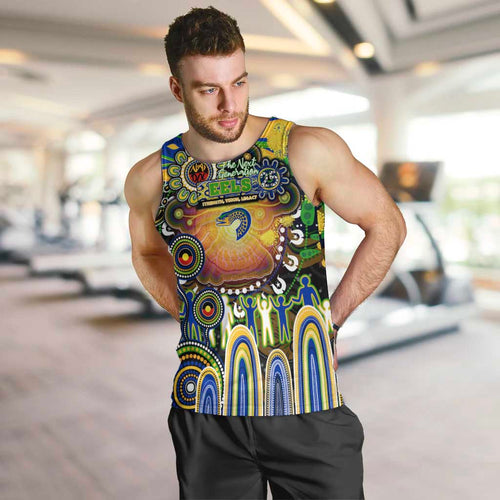 Personalised NAIDOC Week 2025 Eels Rugby Men Tank Top Aboriginal Dot Painting