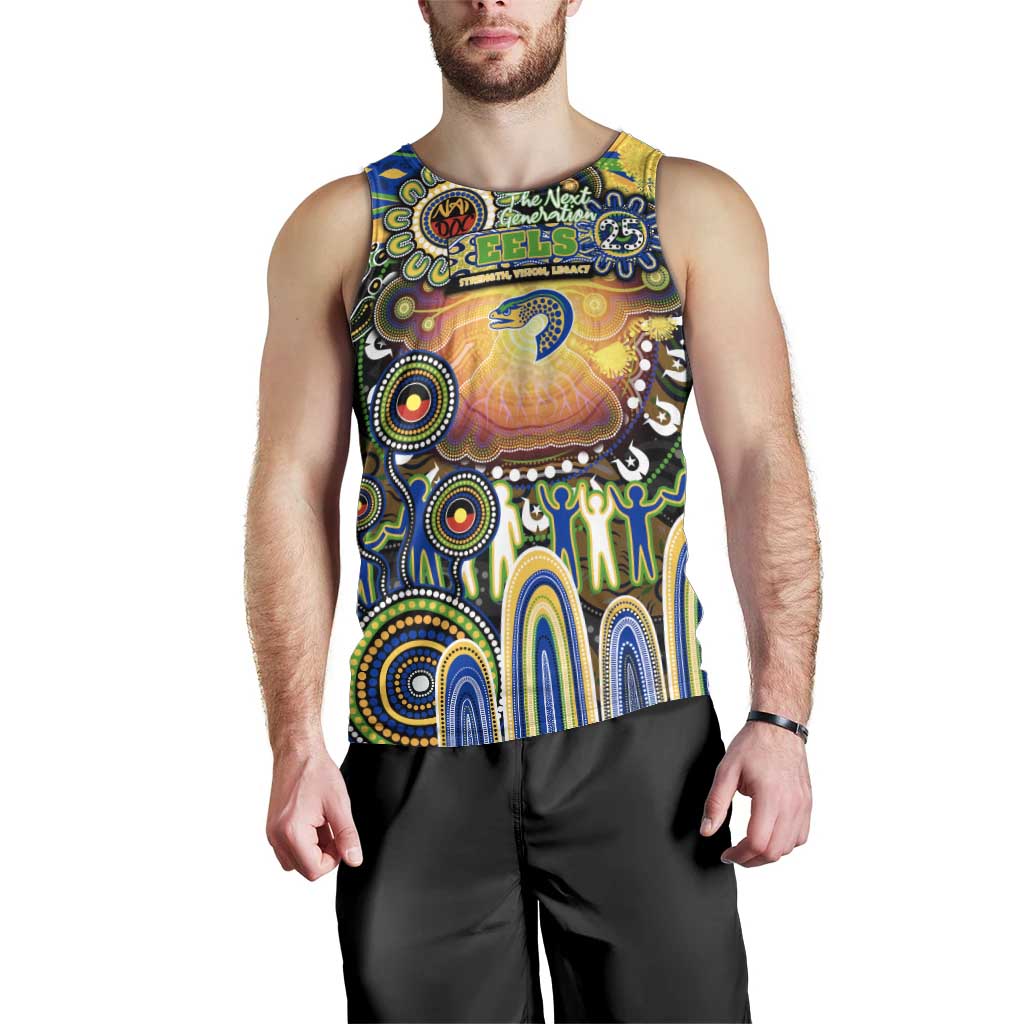 Personalised NAIDOC Week 2025 Eels Rugby Men Tank Top Aboriginal Dot Painting
