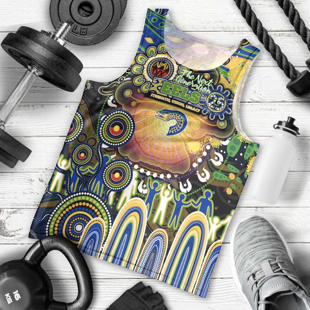 Personalised NAIDOC Week 2025 Eels Rugby Men Tank Top Aboriginal Dot Painting