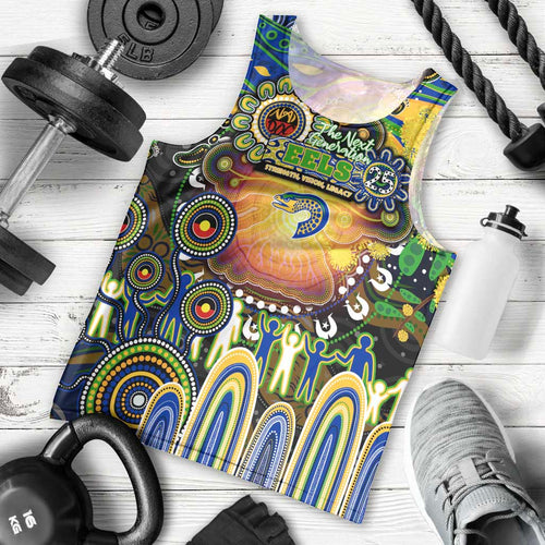 Personalised NAIDOC Week 2025 Eels Rugby Men Tank Top Aboriginal Dot Painting