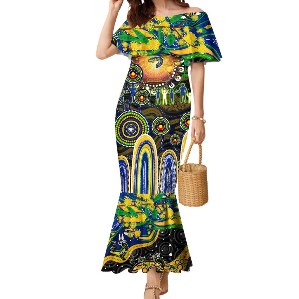 Personalised NAIDOC Week 2025 Eels Rugby Mermaid Dress Aboriginal Dot Painting