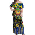 Personalised NAIDOC Week 2025 Eels Rugby Off Shoulder Maxi Dress Aboriginal Dot Painting