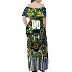 Personalised NAIDOC Week 2025 Eels Rugby Off Shoulder Maxi Dress Aboriginal Dot Painting