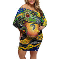 Personalised NAIDOC Week 2025 Eels Rugby Off Shoulder Short Dress Aboriginal Dot Painting