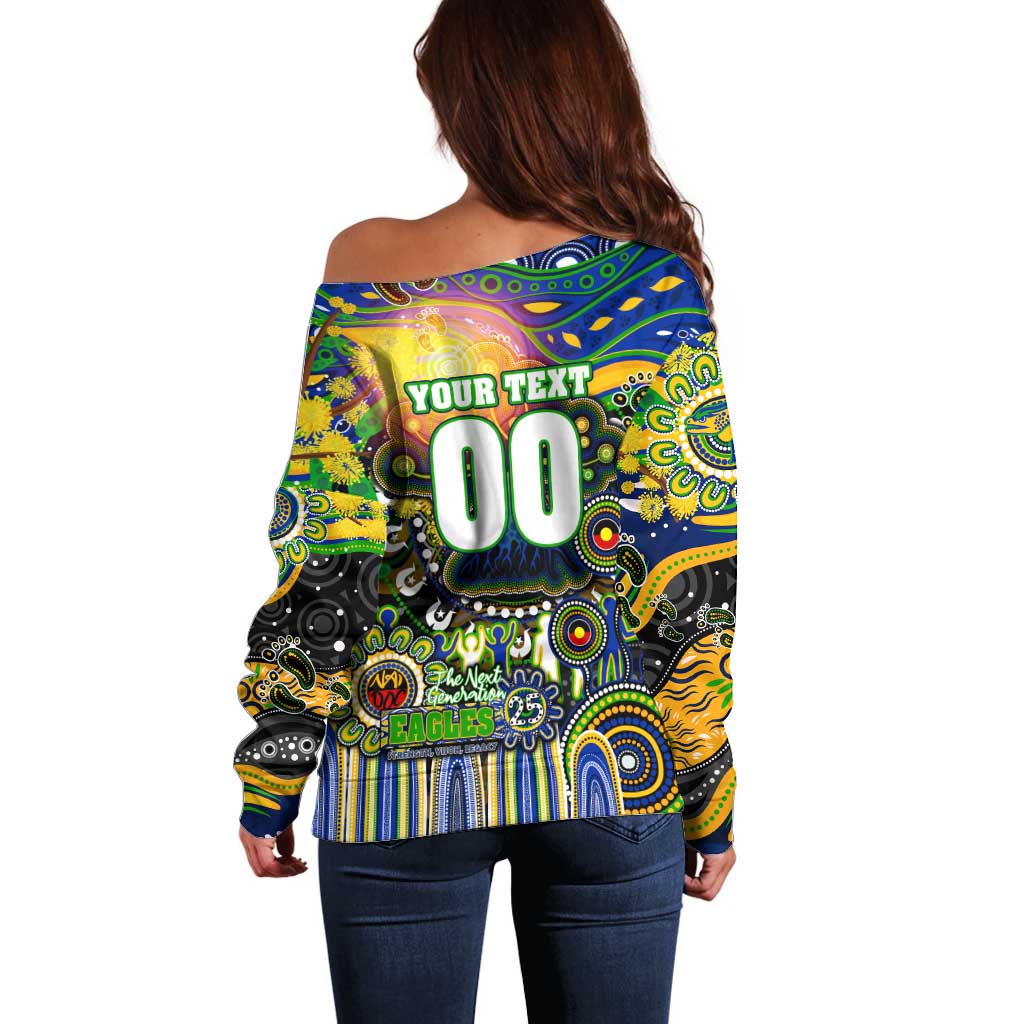Personalised NAIDOC Week 2025 Eels Rugby Off Shoulder Sweater Aboriginal Dot Painting