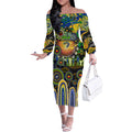 Personalised NAIDOC Week 2025 Eels Rugby Off The Shoulder Long Sleeve Dress Aboriginal Dot Painting