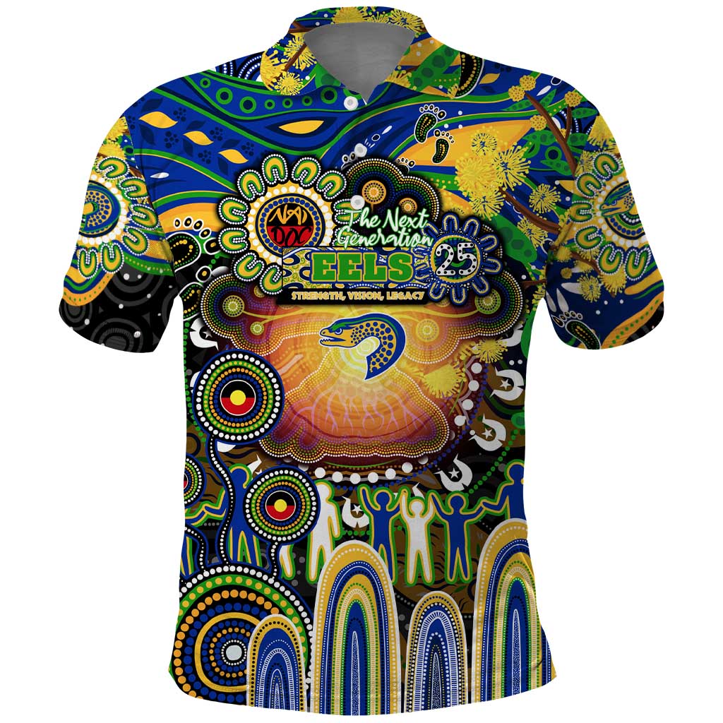 Personalised NAIDOC Week 2025 Eels Rugby Polo Shirt Aboriginal Dot Painting