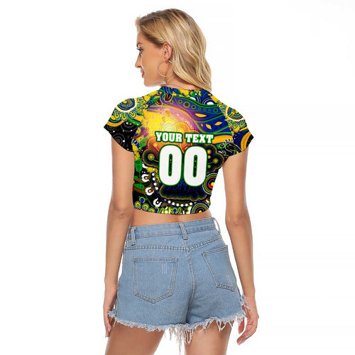 Personalised NAIDOC Week 2025 Eels Rugby Raglan Cropped T Shirt Aboriginal Dot Painting