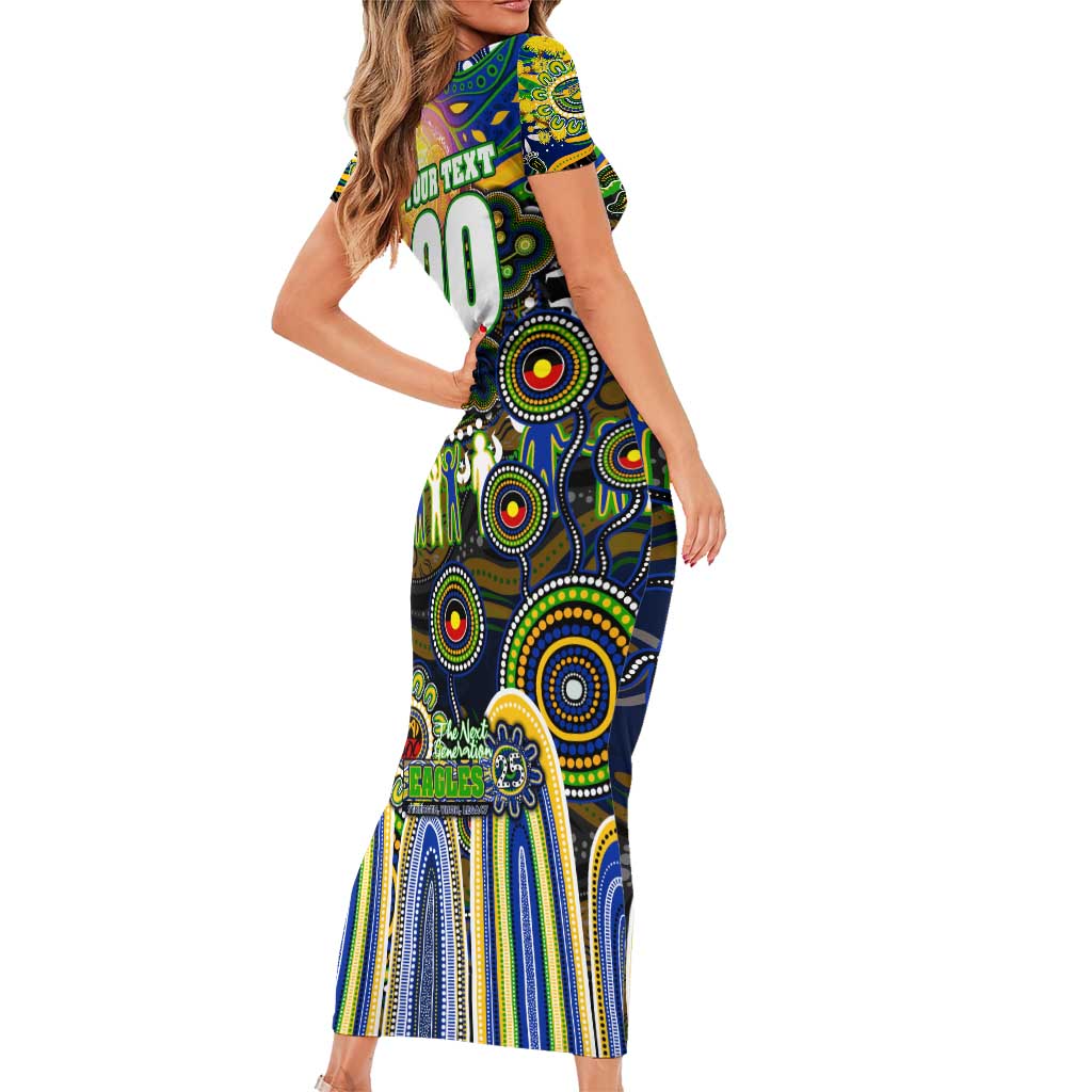 Personalised NAIDOC Week 2025 Eels Rugby Short Sleeve Bodycon Dress Aboriginal Dot Painting
