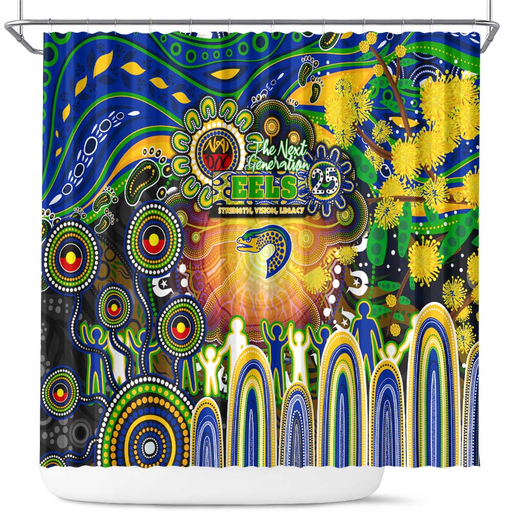 NAIDOC Week 2025 Eels Rugby Shower Curtain Aboriginal Dot Painting