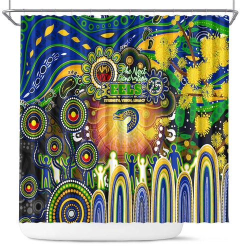 NAIDOC Week 2025 Eels Rugby Shower Curtain Aboriginal Dot Painting