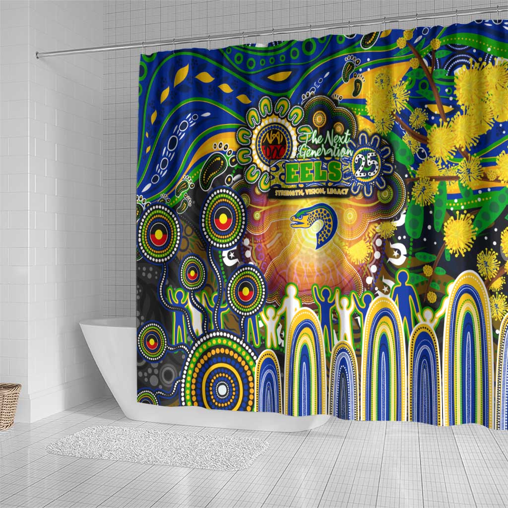 NAIDOC Week 2025 Eels Rugby Shower Curtain Aboriginal Dot Painting