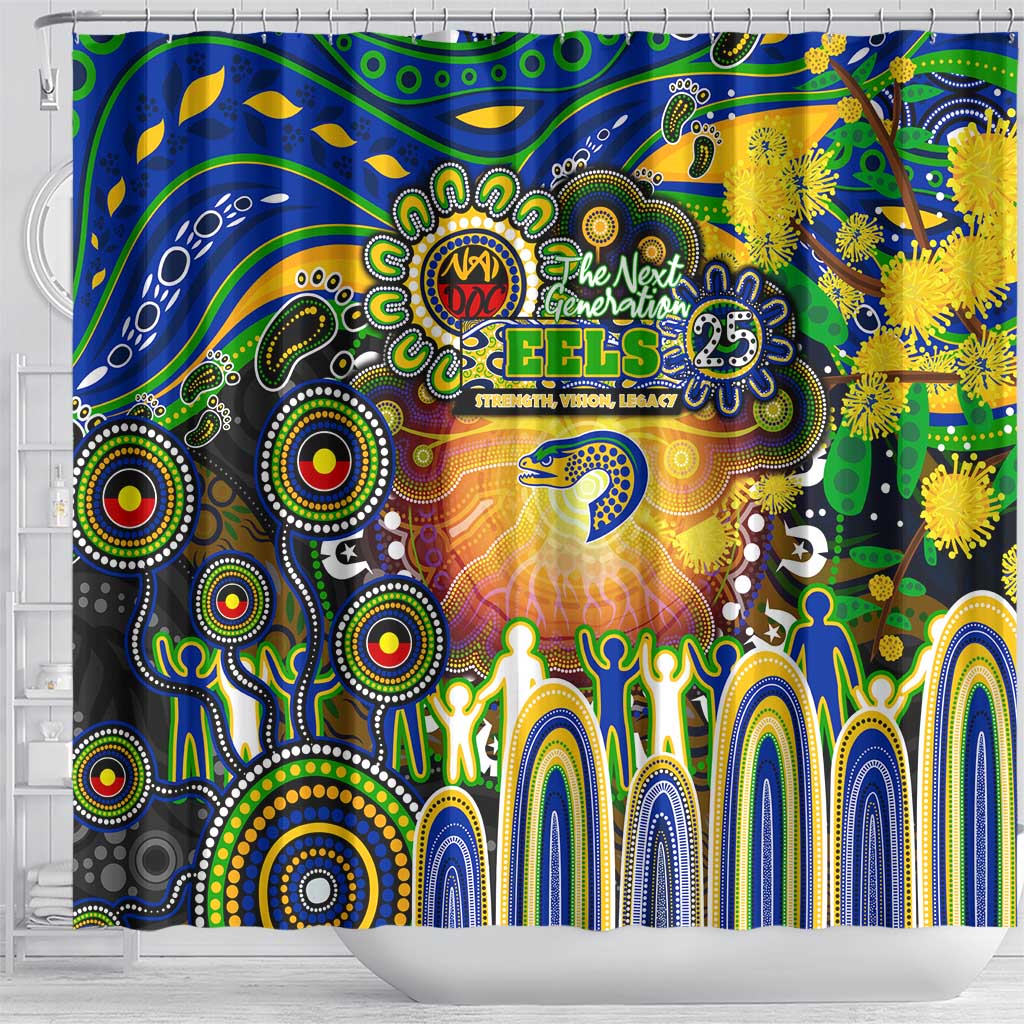 NAIDOC Week 2025 Eels Rugby Shower Curtain Aboriginal Dot Painting