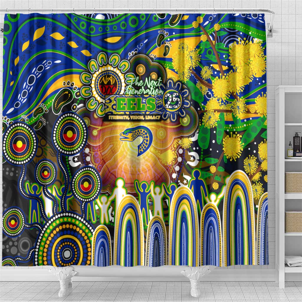 NAIDOC Week 2025 Eels Rugby Shower Curtain Aboriginal Dot Painting