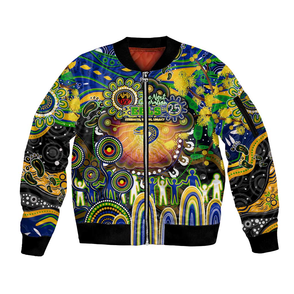 Personalised NAIDOC Week 2025 Eels Rugby Sleeve Zip Bomber Jacket Aboriginal Dot Painting