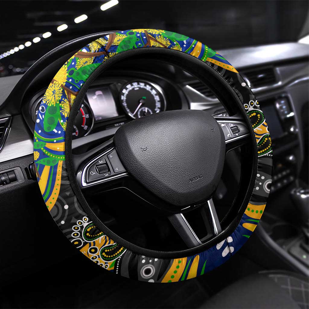 NAIDOC Week 2025 Eels Rugby Steering Wheel Cover Aboriginal Dot Painting