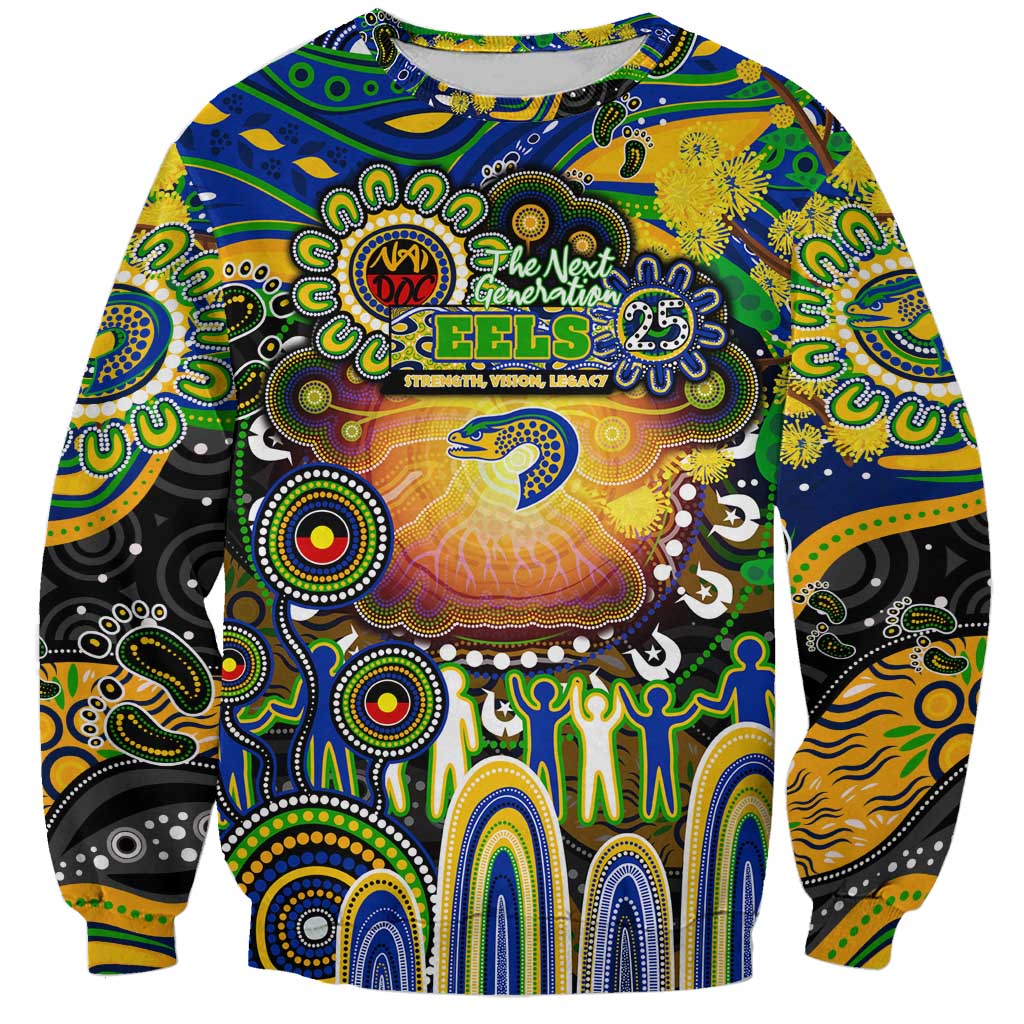 Personalised NAIDOC Week 2025 Eels Rugby Sweatshirt Aboriginal Dot Painting