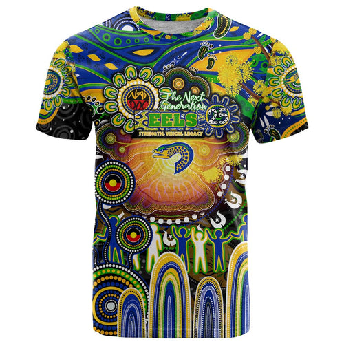 Personalised NAIDOC Week 2025 Eels Rugby T Shirt Aboriginal Dot Painting