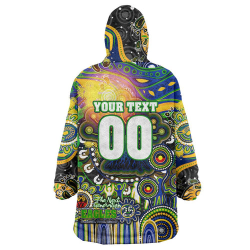 Personalised NAIDOC Week 2025 Eels Rugby Wearable Blanket Hoodie Aboriginal Dot Painting