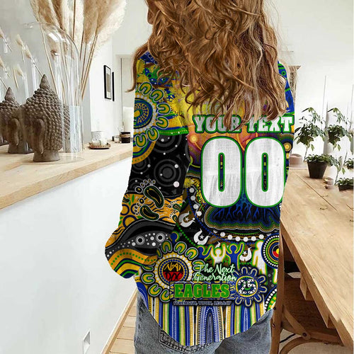 Personalised NAIDOC Week 2025 Eels Rugby Women Casual Shirt Aboriginal Dot Painting